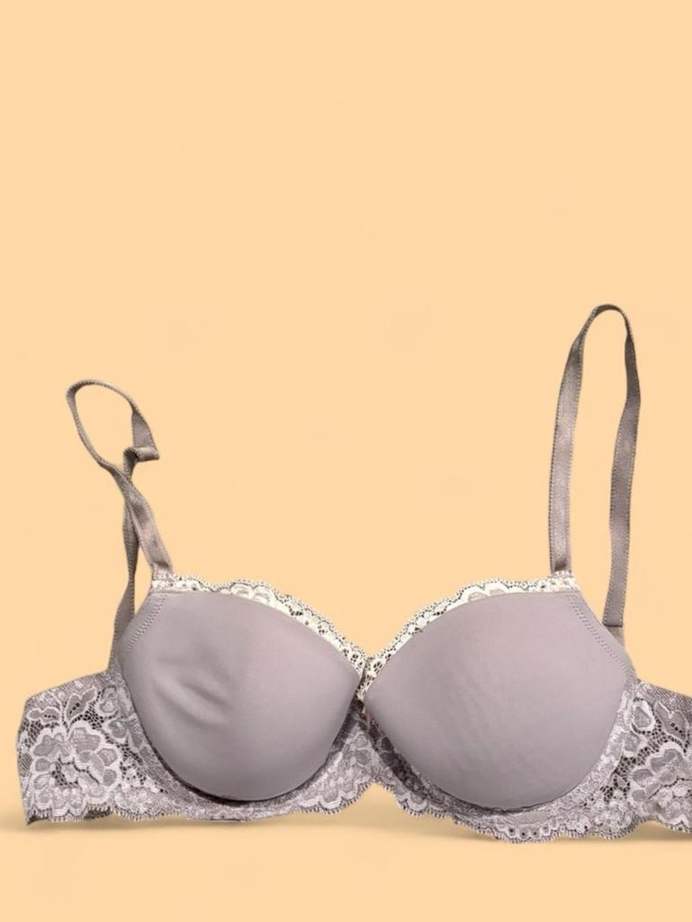 Victoria's Secret Angels Lace-Trim Push-Up Bra in Light Gray